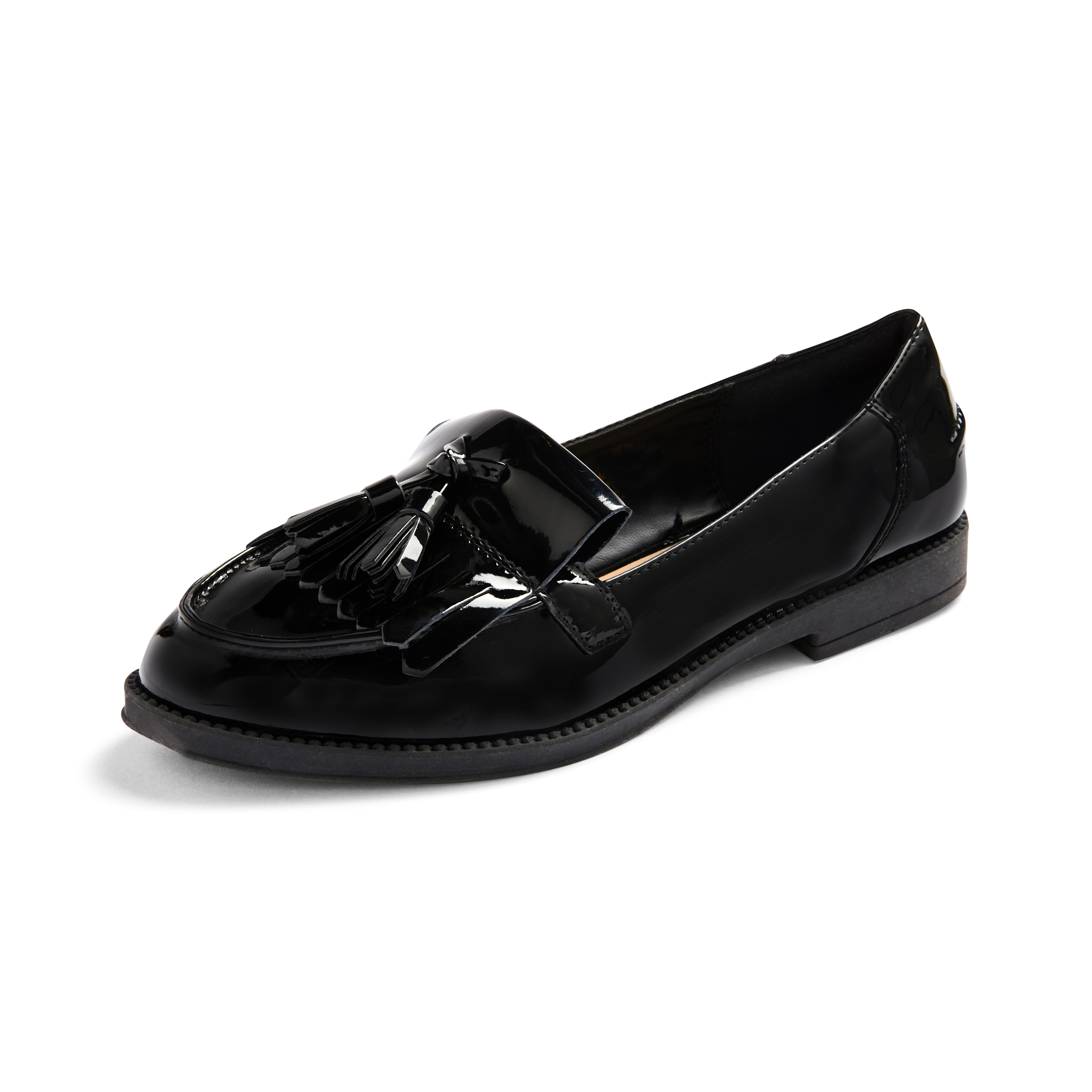 Womens Ladies Flat Slip On Stud Detail Loafer Shoes Black Smart Pumps Shoe Size 